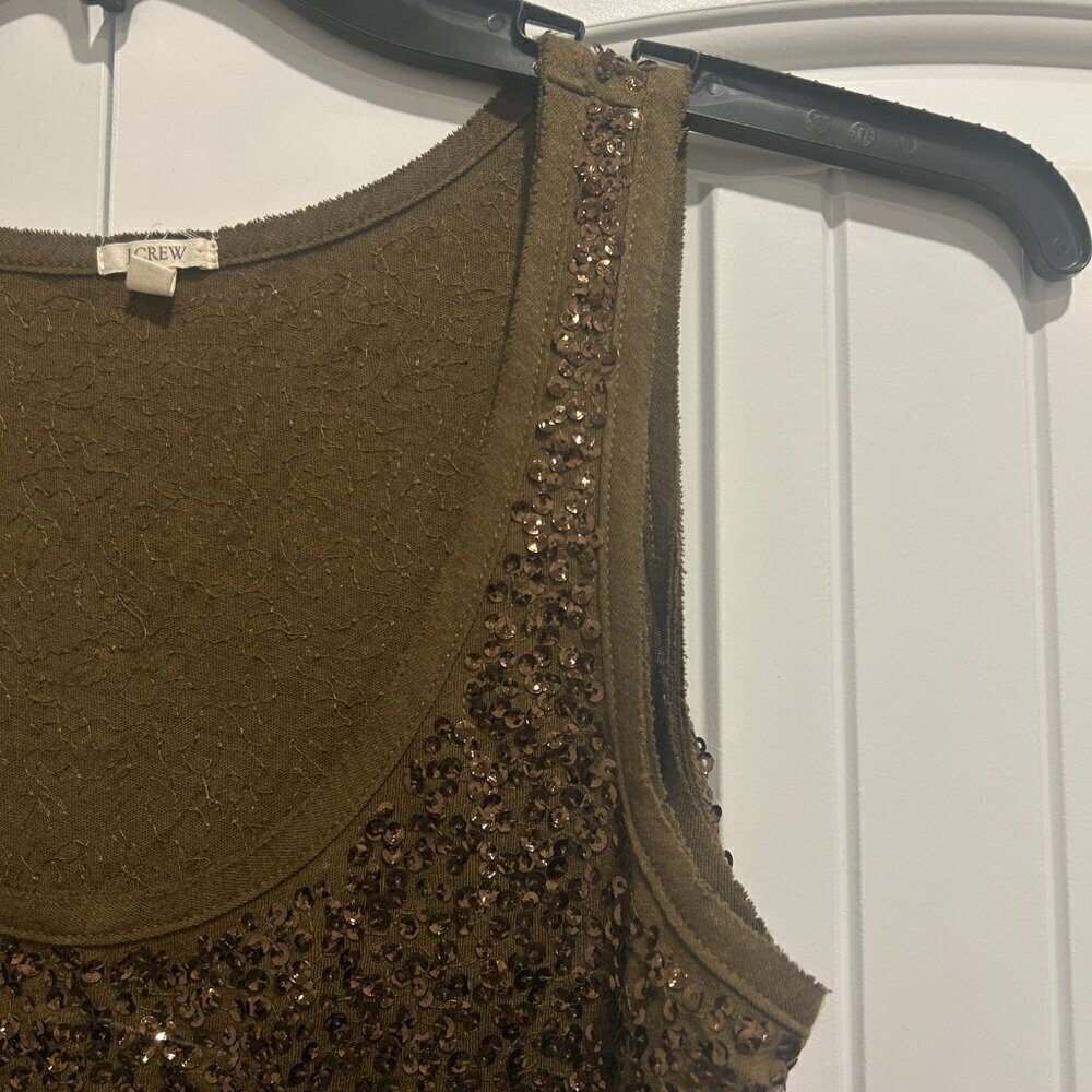 J Crew Bronze Drapey Sequins Tank Top Women’s Size XS - Picture 3 of 8